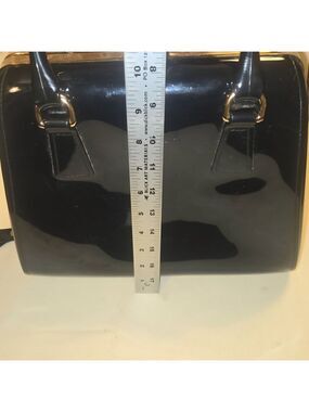 Furla Candy Bag Black Patent PVC Jelly Satchel Top Handle Bag